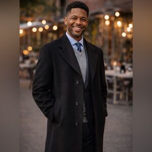 100% Cashmere Cardinal of Canada for Nordstrom Long Pea Coat 44R | Like New